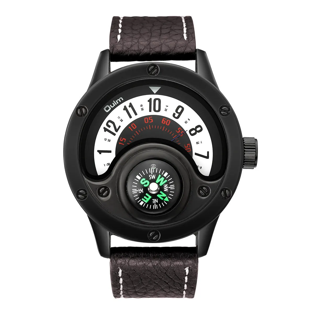Decorative Compass Watch, Unique Design Watch, Male Quartz Clock Watch, Men's Leather Strap Casual Wristwatch