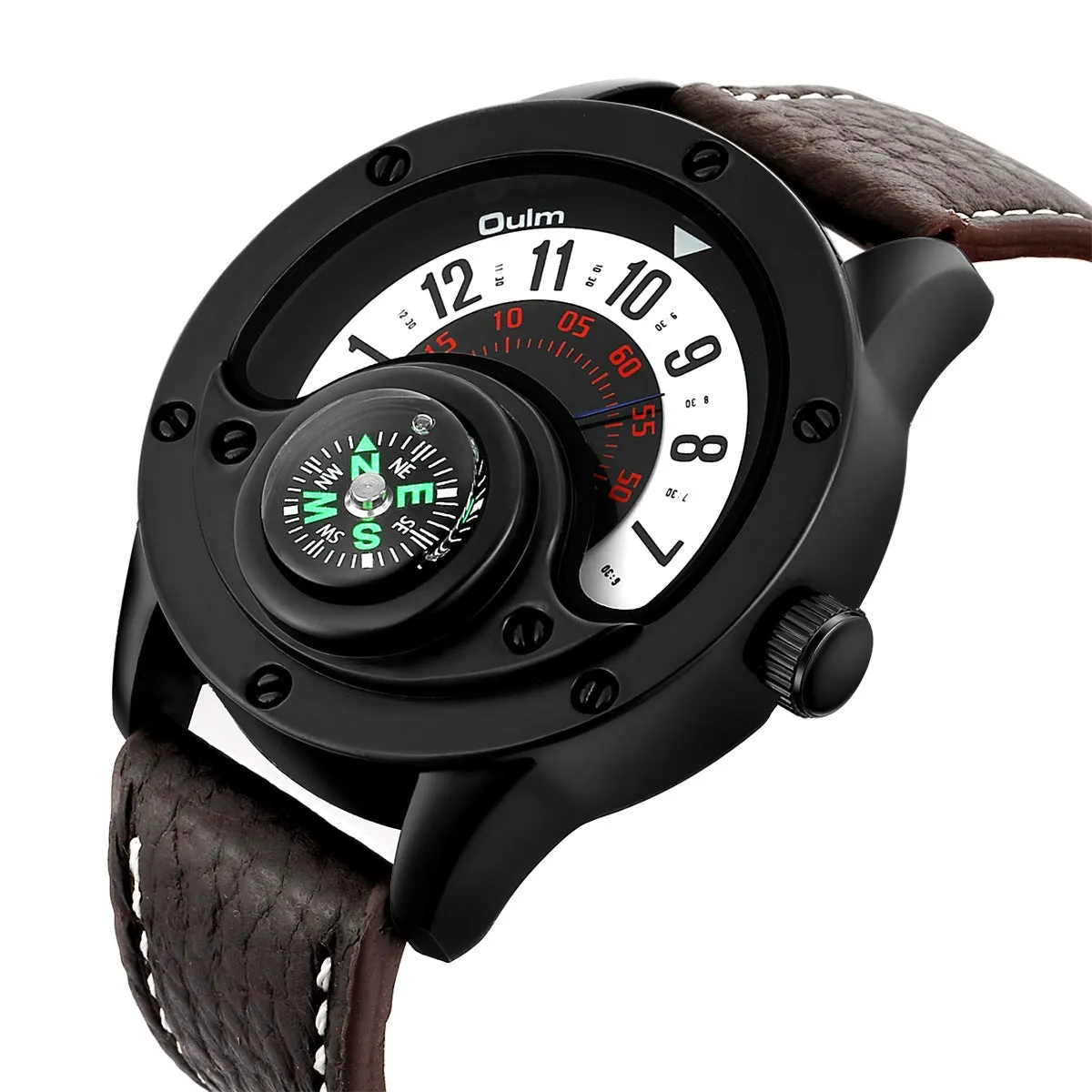 Decorative Compass Watch, Unique Design Watch, Male Quartz Clock Watch, Men's Leather Strap Casual Wristwatch