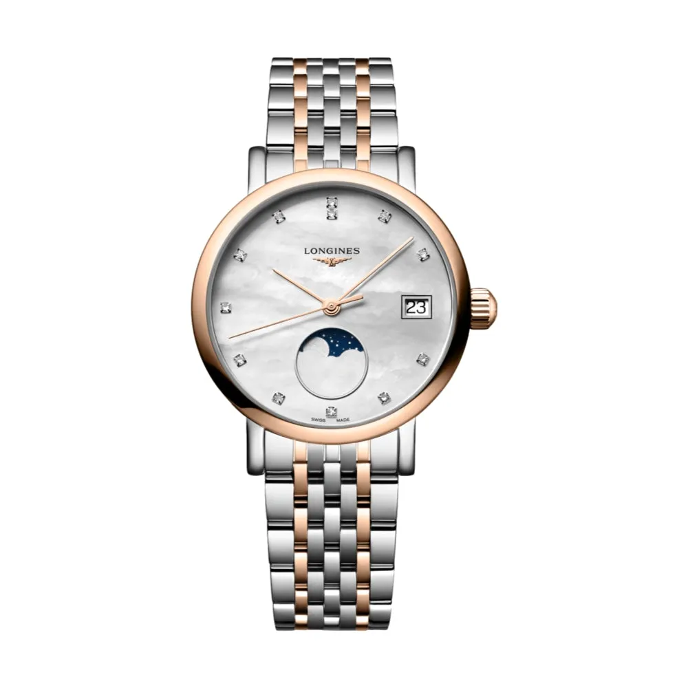 Elegant Moonphase Mother-of-Pearl Two-Tone 30mm