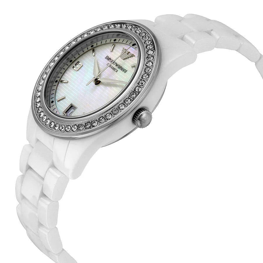 Emporio Armani Crystal Mother of Pearl Dial Ladies Watch AR1426