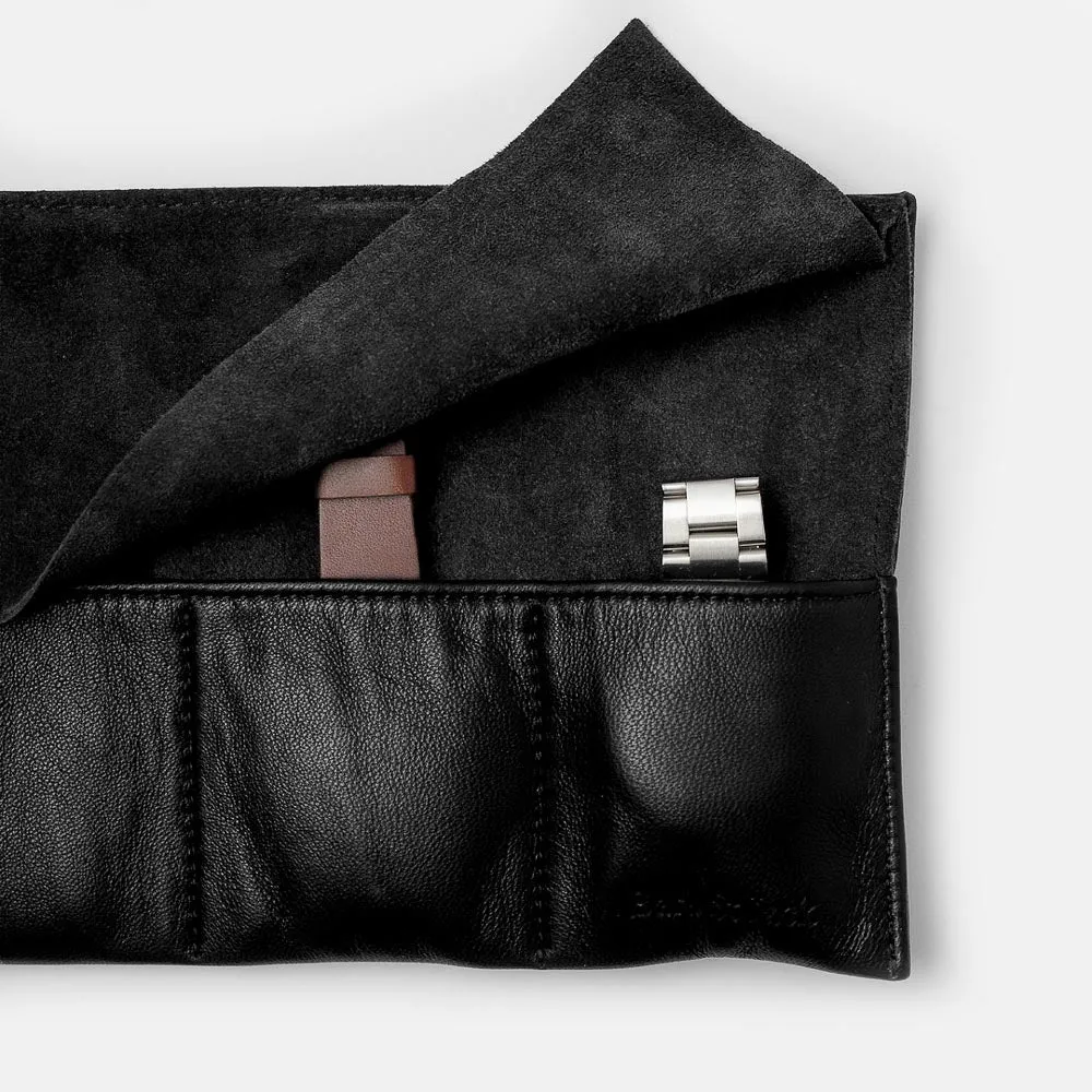 Espresso Black Watch Roll For 6 Watches