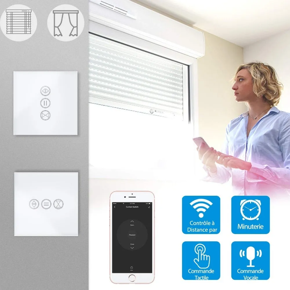 EU WiFI Smart Curtain Switch Makes Electrical Motorized Blind Roller Shutter Become Smart,  Voice Control Google Home Alexa echo