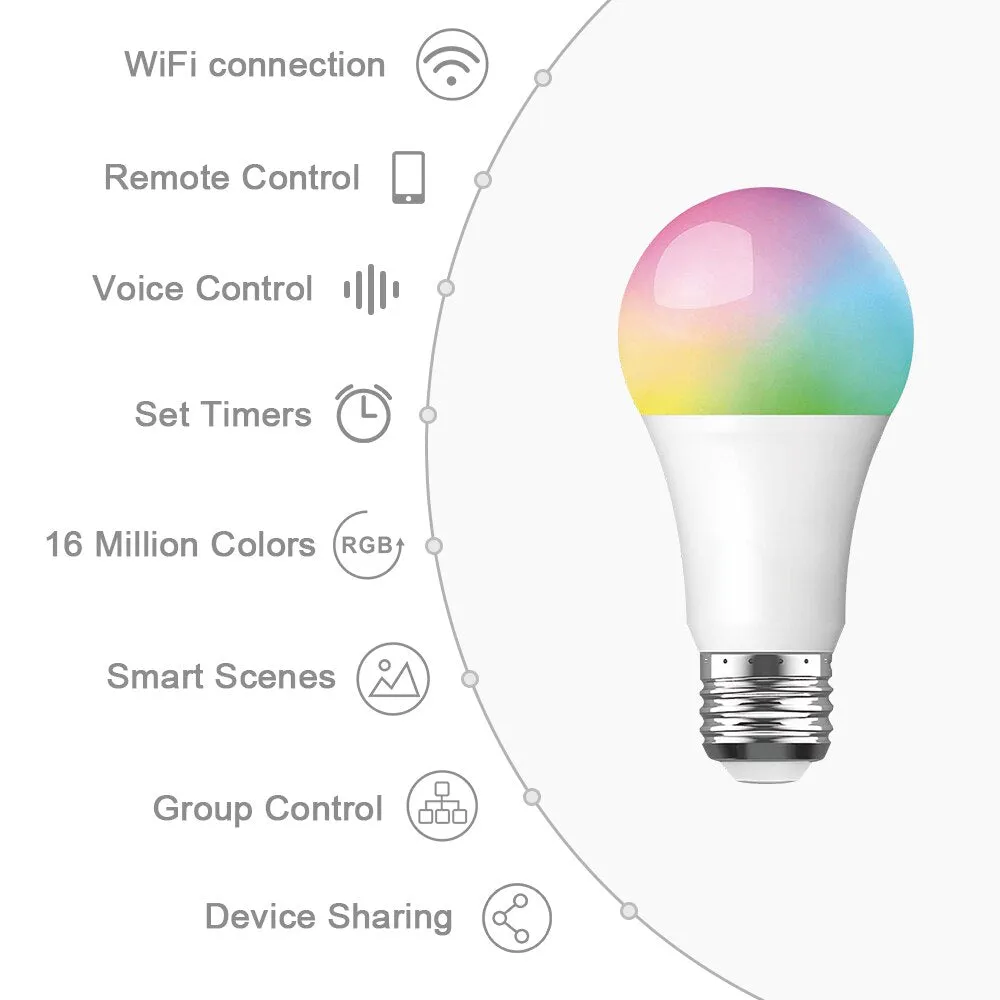 EU/US Standard Tuya/Smart Life 10W 6500K WiFI Bulb Light  for Google Home Amazon Alexa Voice Control