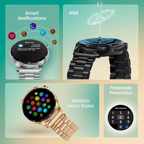 Fastrack Dezire FX1 PRO Fashion Smart Watch, 1.43" AMOLED, 466*466 Pixel Resolution, SingleSync BT Calling, AI Voice Assistant, 100  Sports Modes & Smartwatch Faces, Upto 5 Day Battery, IP68