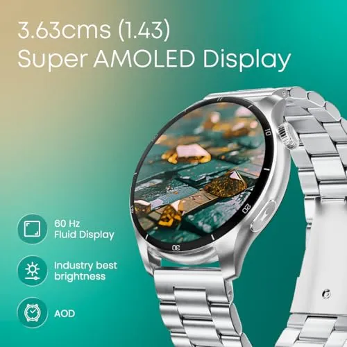 Fastrack Dezire FX1 PRO Fashion Smart Watch, 1.43" AMOLED, 466*466 Pixel Resolution, SingleSync BT Calling, AI Voice Assistant, 100  Sports Modes & Smartwatch Faces, Upto 5 Day Battery, IP68