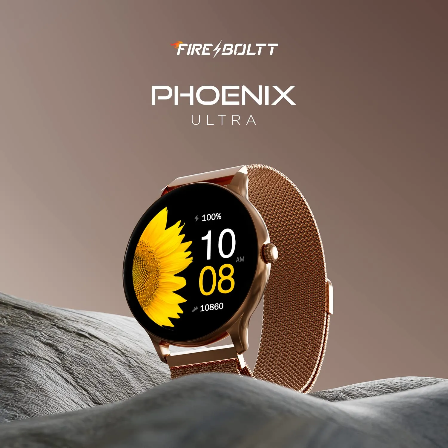 Fire-Boltt Phoenix Ultra Luxury Stainless Steel, Bluetooth Calling Smart Watch, AI Voice Assistant, Metal Body with 120  Sports Modes, SpO2, Heart Rate Monitoring (Gold)