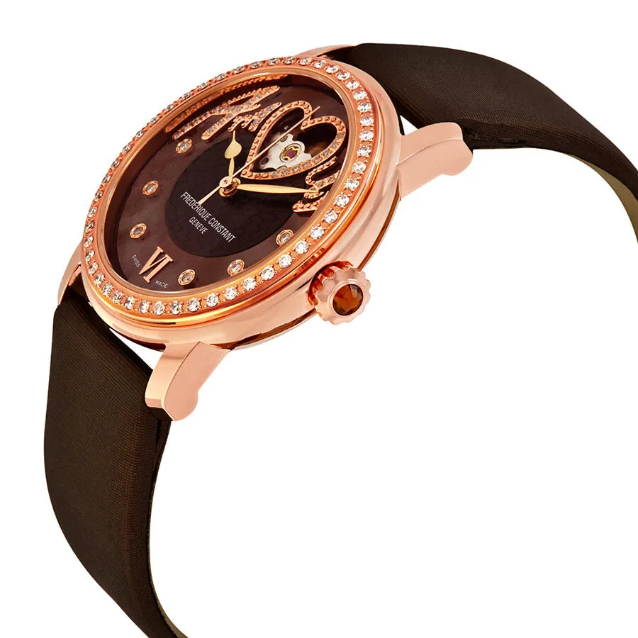 Frederique Constant Brown Dial Diamond Automatic Ladies Watch 310CSQ2PD4 FC-310CSQ2PD4