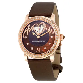 Frederique Constant Brown Dial Diamond Automatic Ladies Watch 310CSQ2PD4 FC-310CSQ2PD4