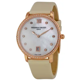 Frederique Constant Slim Line Joaillerie Mother of Pearl Diamond Ladies Watch 220MPW4SD34 FC-220MPW4SD34