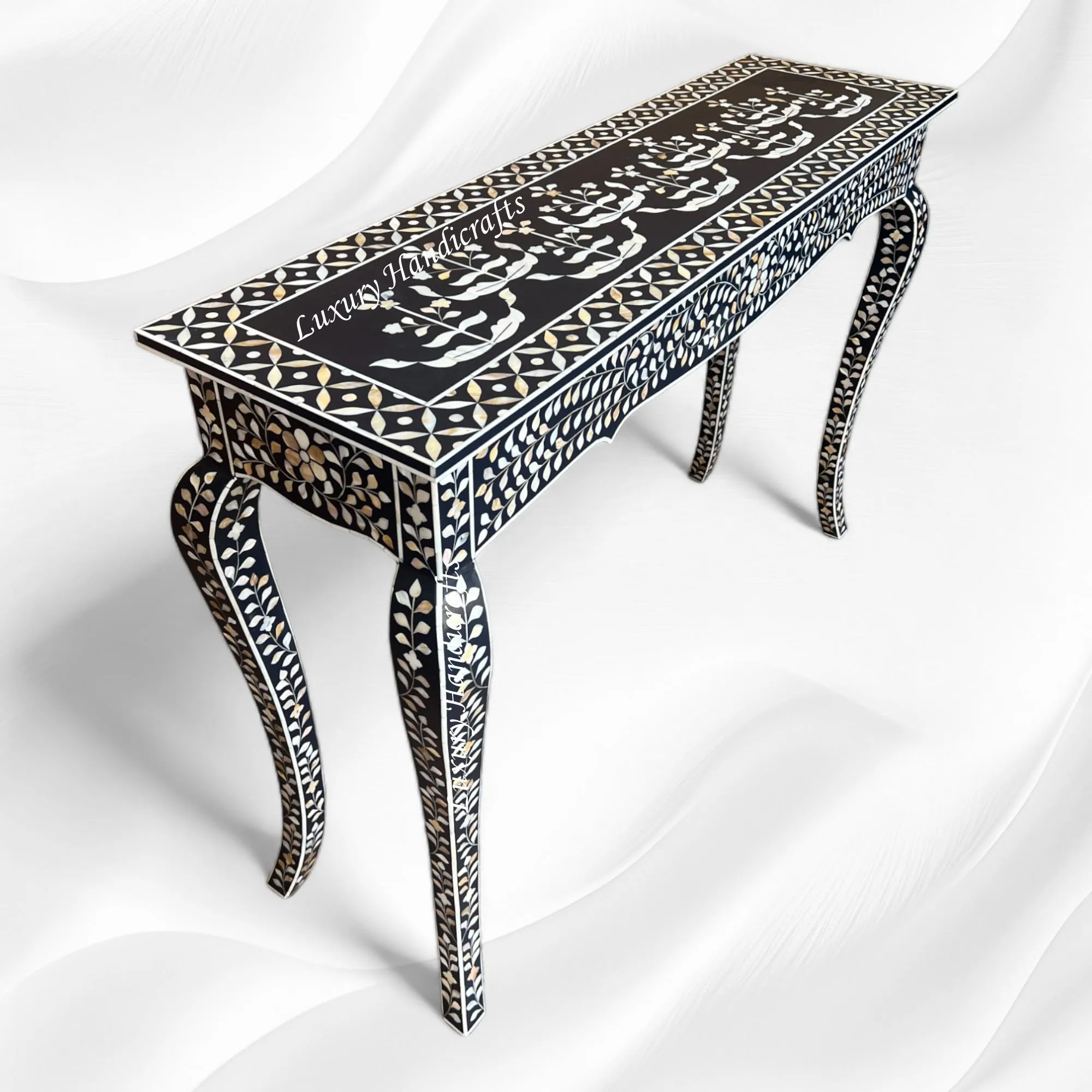 French MOP Inlay Console Black