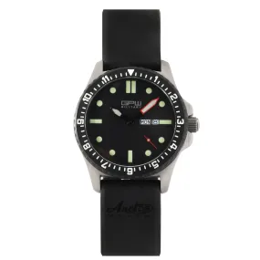 German Military Titanium Watch. GPW Day Date. Sapphire Crystal. Black Rubber Strap. 200M W/R
