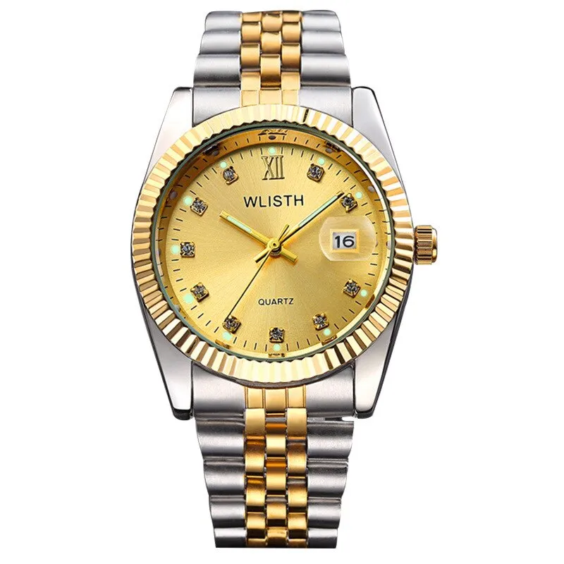 Gold Stainless Steel Wristwatch Luxury Women
