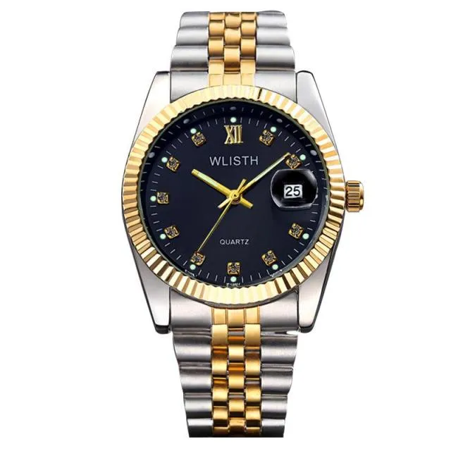 Gold Stainless Steel Wristwatch Luxury Women