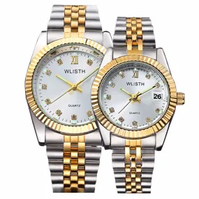 Gold Stainless Steel Wristwatch Luxury Women
