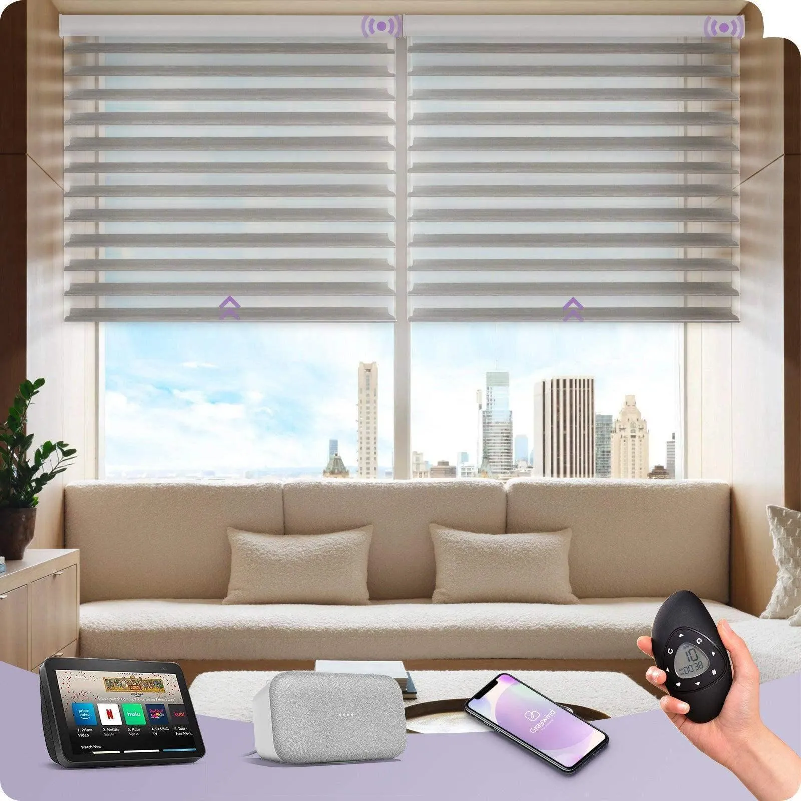 Graywind Motorized Shangrila Shades | Classic Series | Customizable