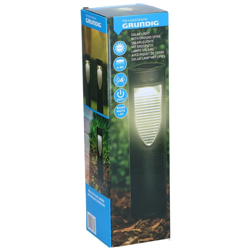Grundig Warm White Solar LED Sleek Black Stake Light