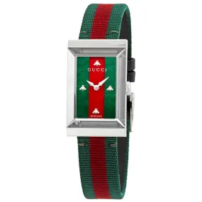 Gucci G-Frame Green and Red Mother of Pearl Dial Ladies Watch YA147404