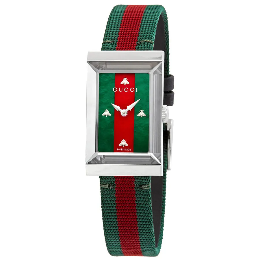 Gucci G-Frame Green and Red Mother of Pearl Dial Ladies Watch YA147404