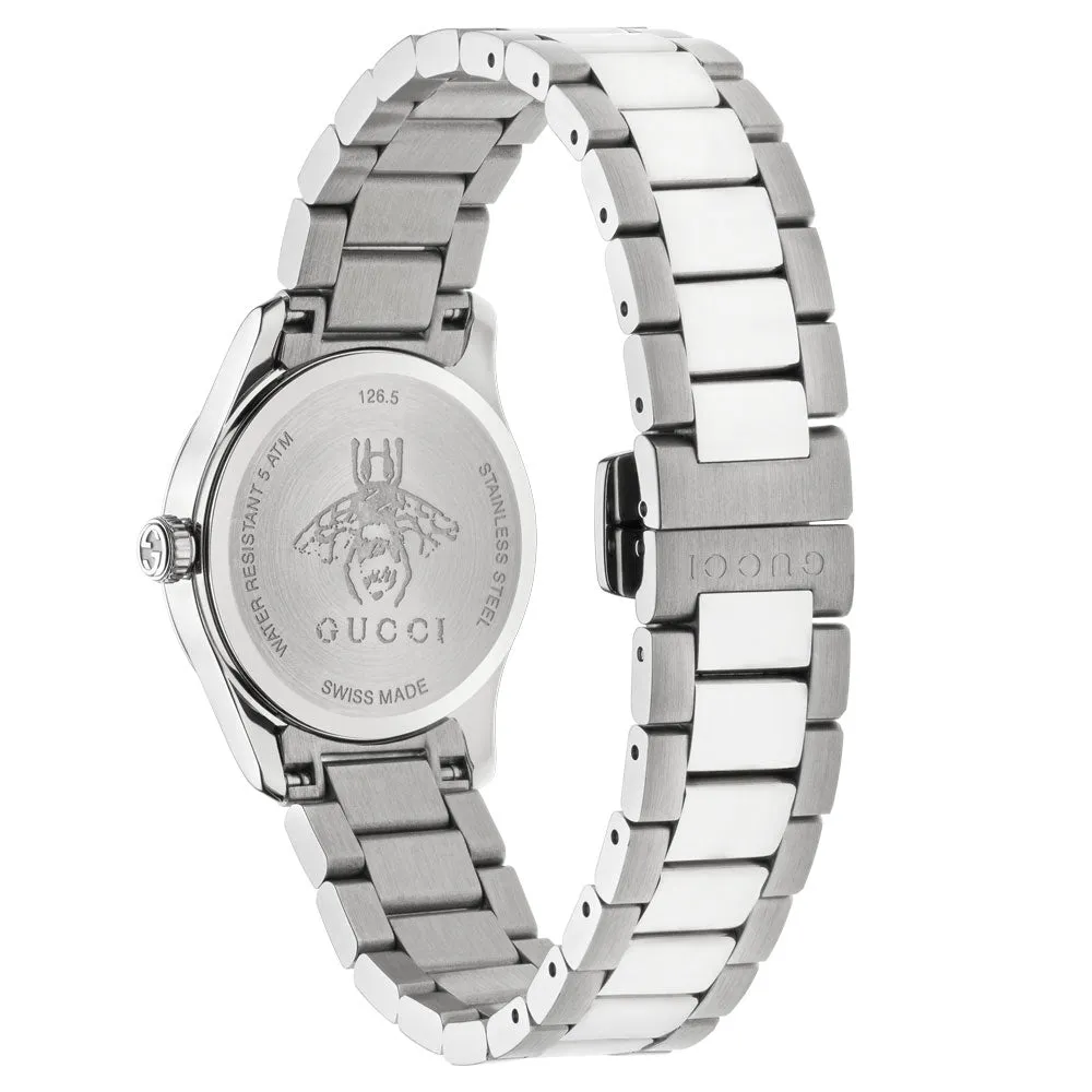 Gucci Ladies G-Timeless 27mm Pink MOP & Gold Feline Face Dial Stainless Steel Watch YA1265013