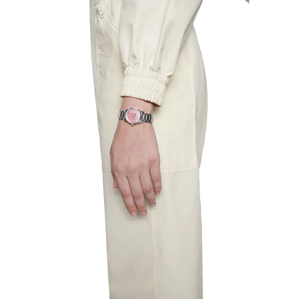 Gucci Ladies G-Timeless 27mm Pink MOP & Gold Feline Face Dial Stainless Steel Watch YA1265013