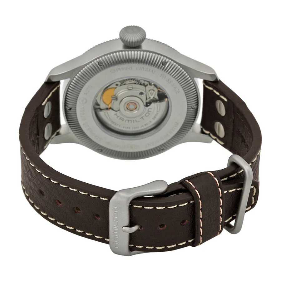 Hamilton Khaki Pioneer Black Dial Leather Men's Watch H60515533