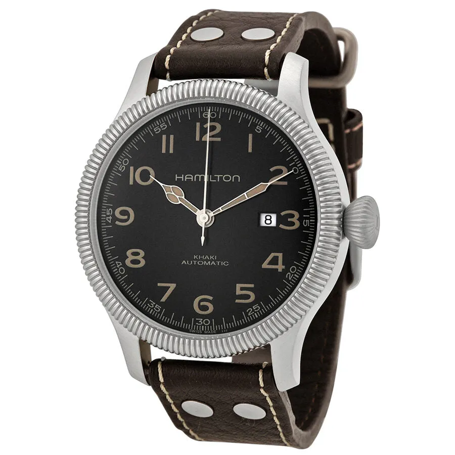 Hamilton Khaki Pioneer Black Dial Leather Men's Watch H60515533