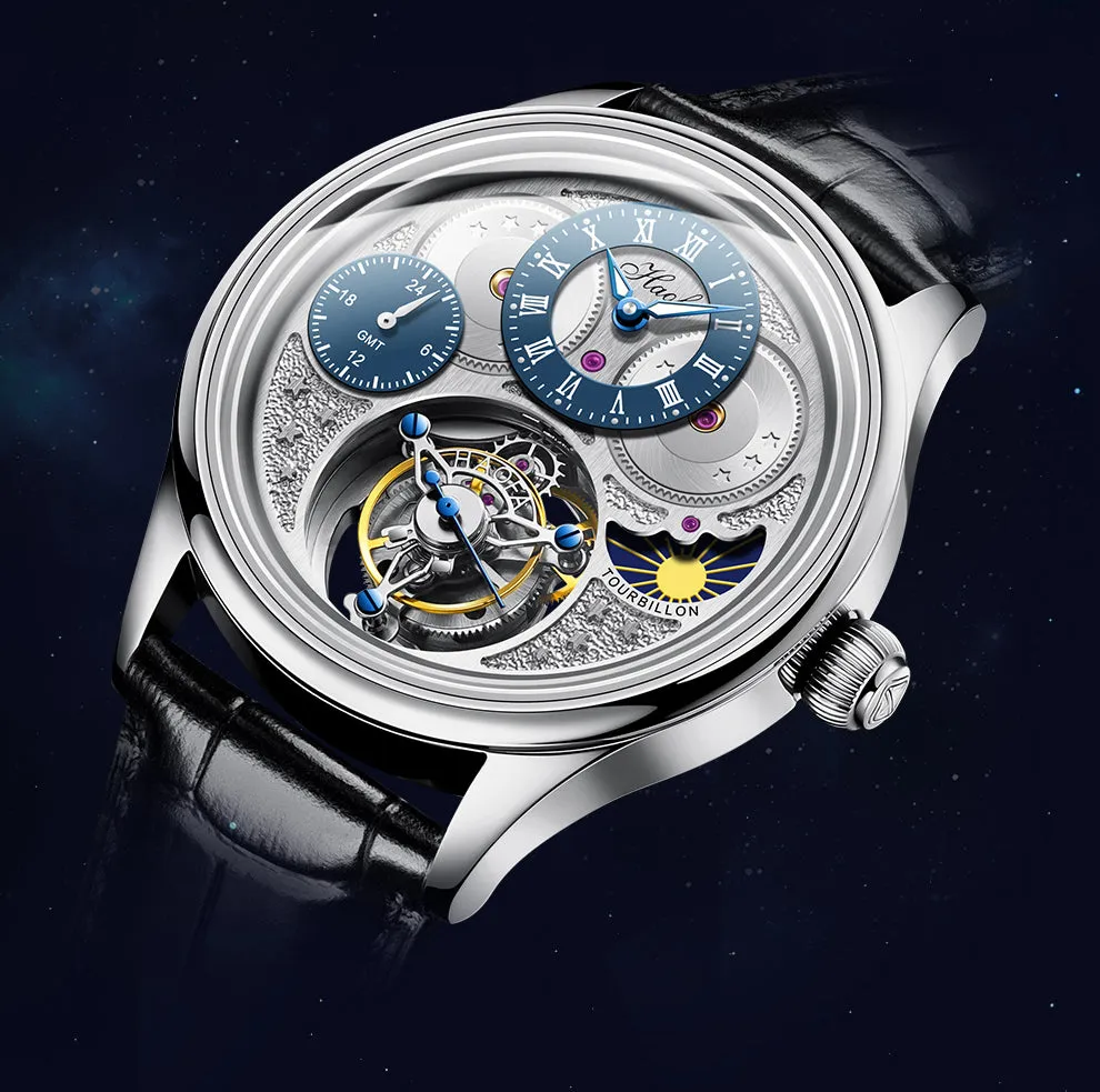 Haofa Luxury GMT Sapphire Tourbillon Watch Day And Night 1036-1