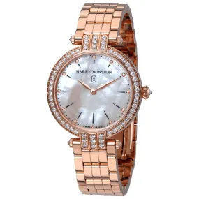 Harry Winston Premier Mother of Pearl Dial Ladies 18K Rose Gold Watch PRNQHM31RR003
