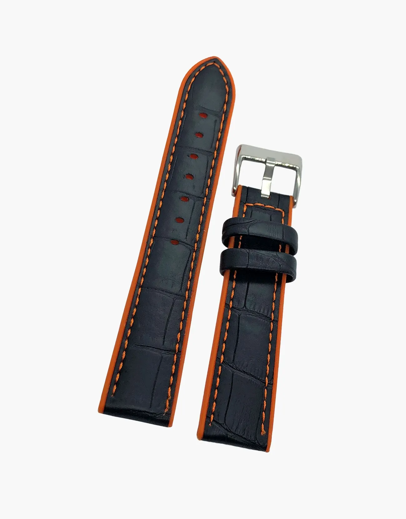 Hybrid Calf Leather watch Straps and High Silicone