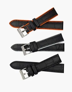 Hybrid Calf Leather watch Straps and High Silicone
