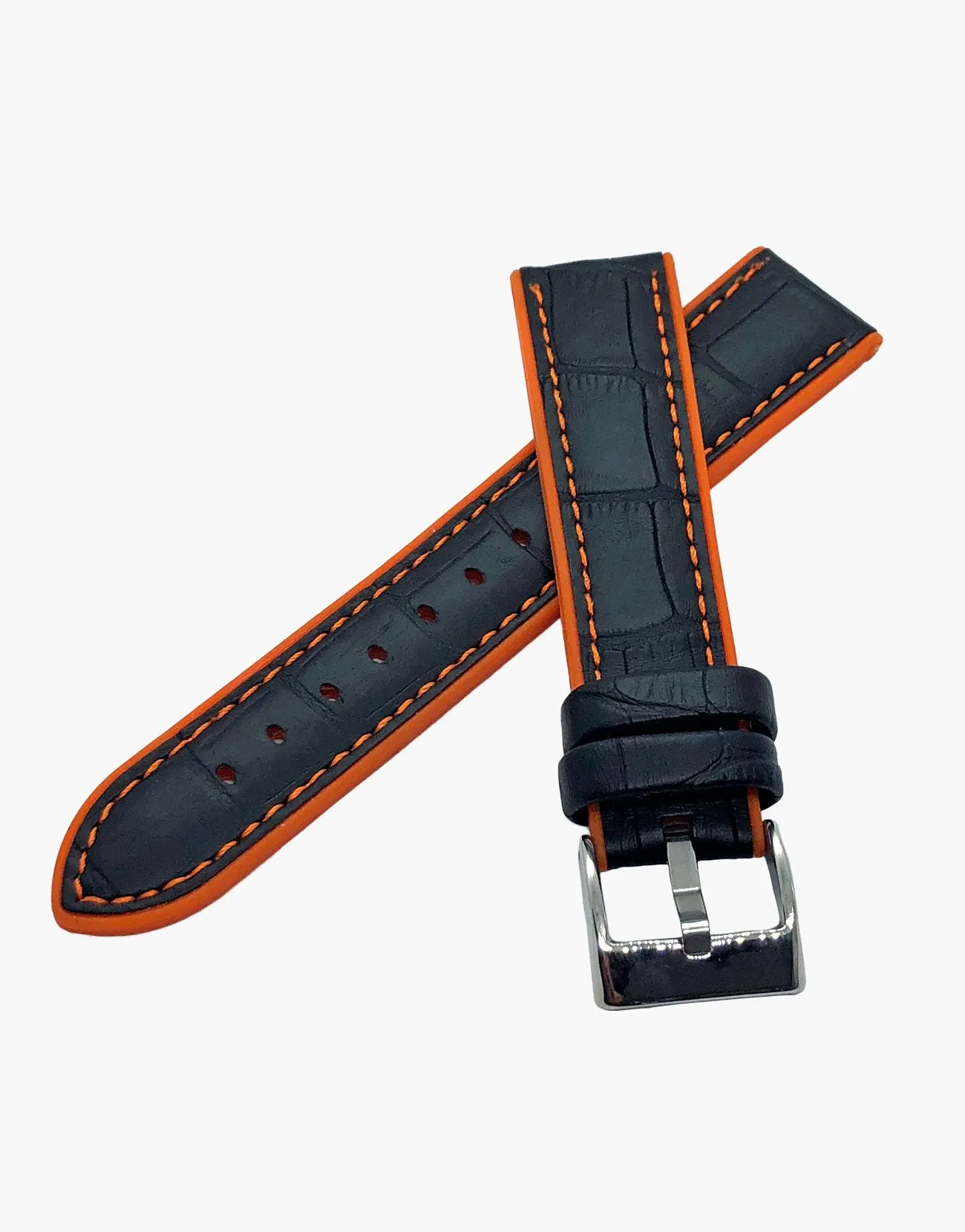 Hybrid Calf Leather watch Straps and High Silicone