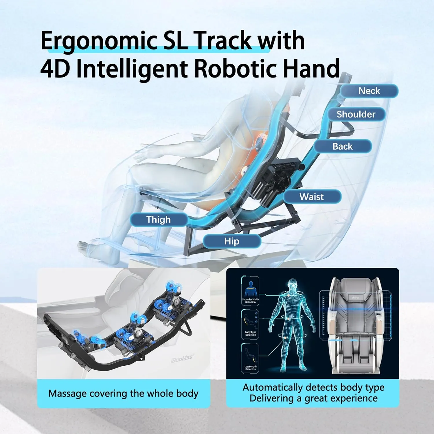 IBooMas® R8606 3D Roller AI&APP Control Auto-Extend Pedal Zero-G Massage Chair