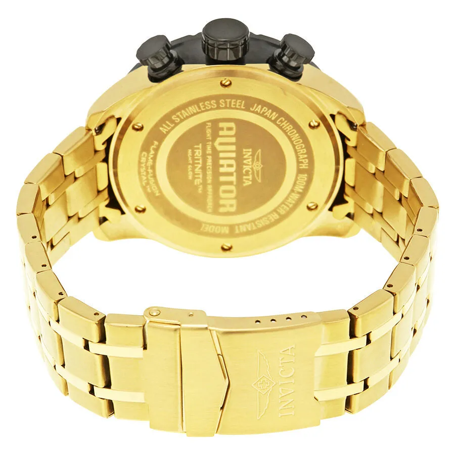 Invicta Aviator Chronograph Black Dial Gold-plated Men's Watch 17206