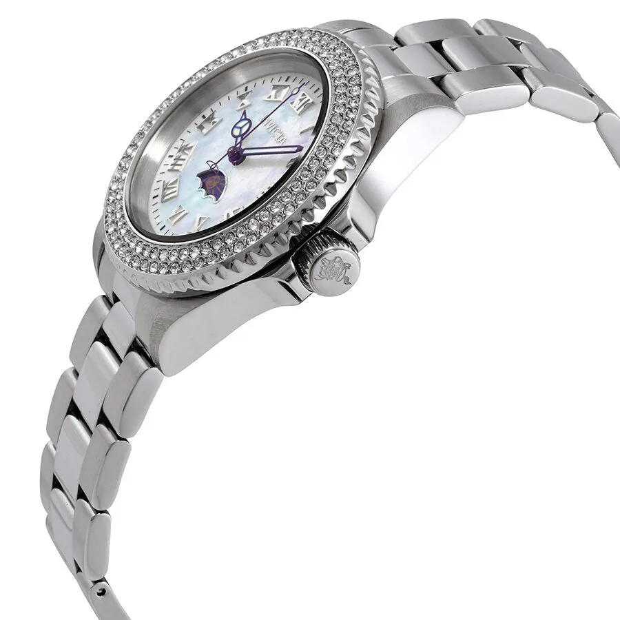 Invicta Sea Base White Mother of Pearl Dial Crystal Ladies Watch 23829