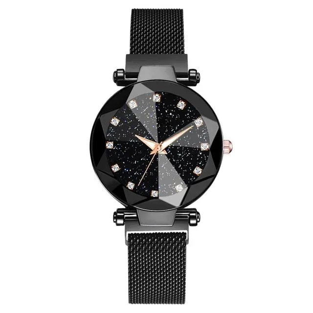 Ladies Magnetic Starry Sky Luxury Women Watches, Fashion Like-Diamond Female Quartz Wristwatches