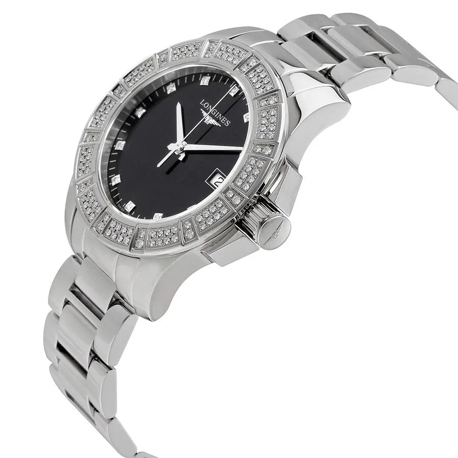 Longines Conquest Black Dial Diamond Ladies Watch L3.280.0.57.6