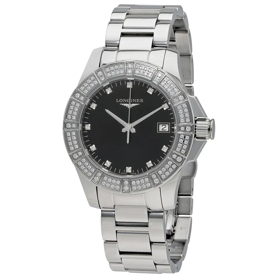 Longines Conquest Black Dial Diamond Ladies Watch L3.280.0.57.6