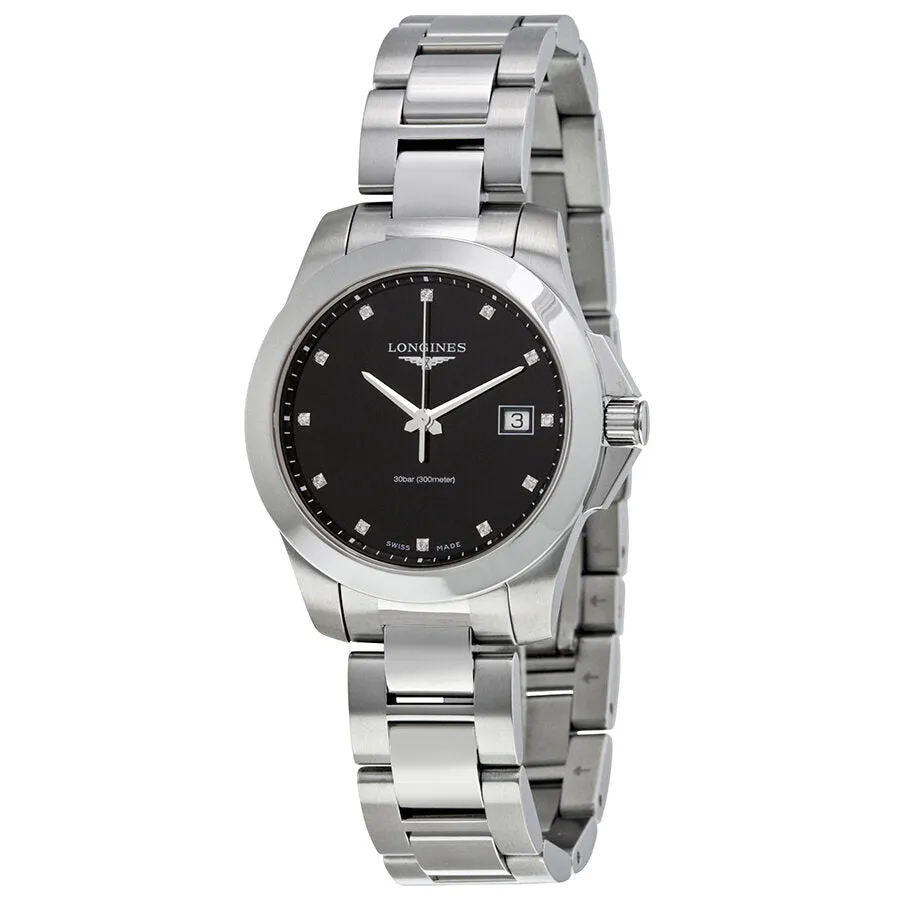 Longines Conquest Black Dial Diamond Ladies Watch L3.378.4.57.6