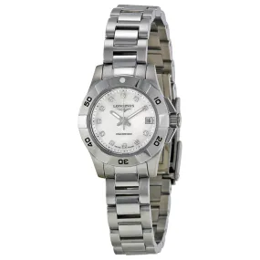Longines Hydro Conquest Mother of Pearl Diamond Dial Steel Ladies Watch L31984876 L3.198.4.87.6