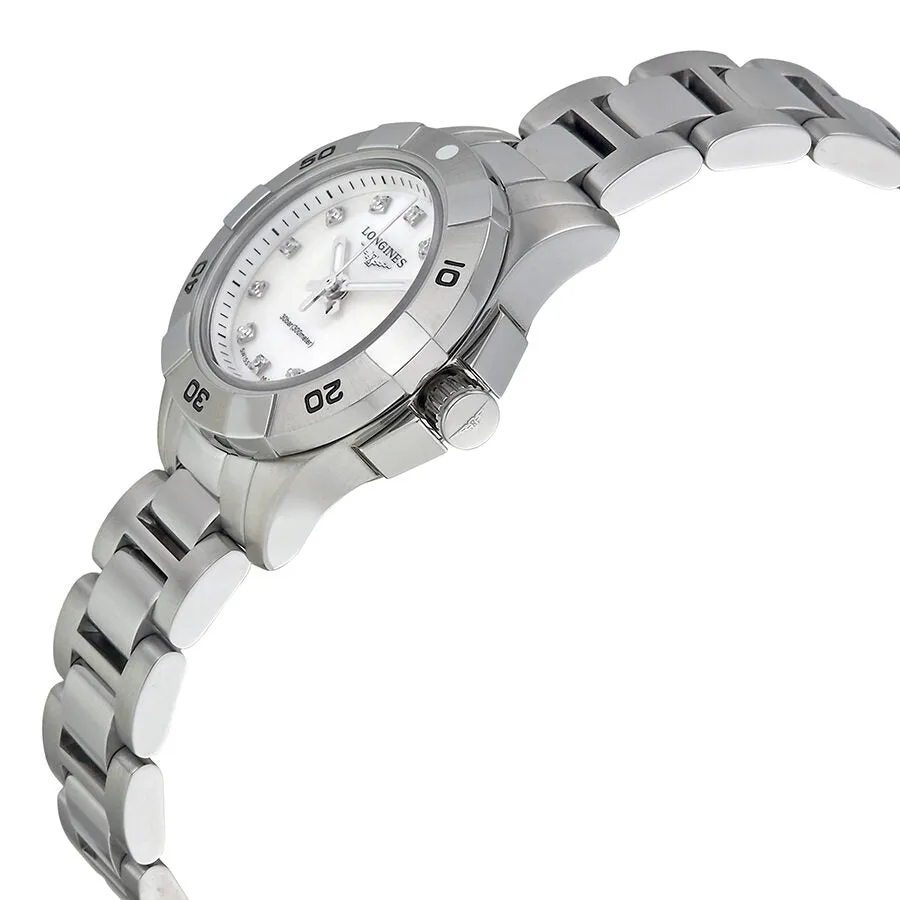 Longines Hydro Conquest Mother of Pearl Diamond Dial Steel Ladies Watch L31984876 L3.198.4.87.6
