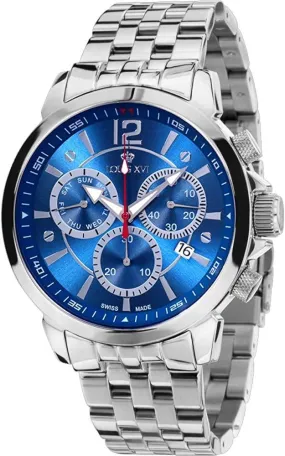 LOUIS XVI Men's Athos le Grand Silver/Blue Dial Swiss Made Analog Watch