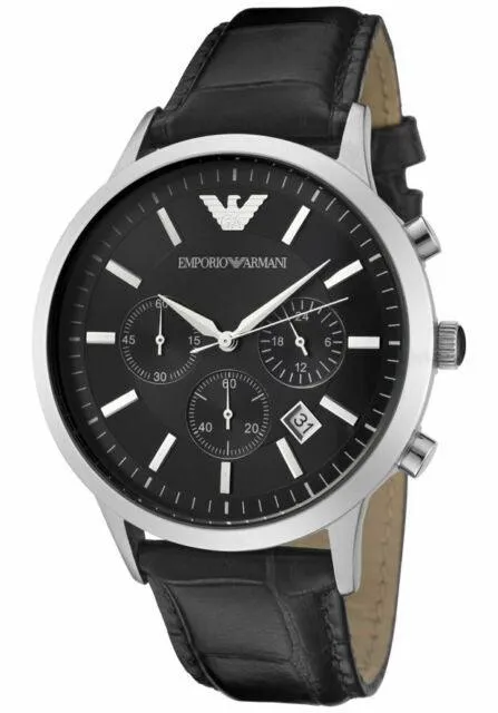Luxury Black Leather Men's Watch