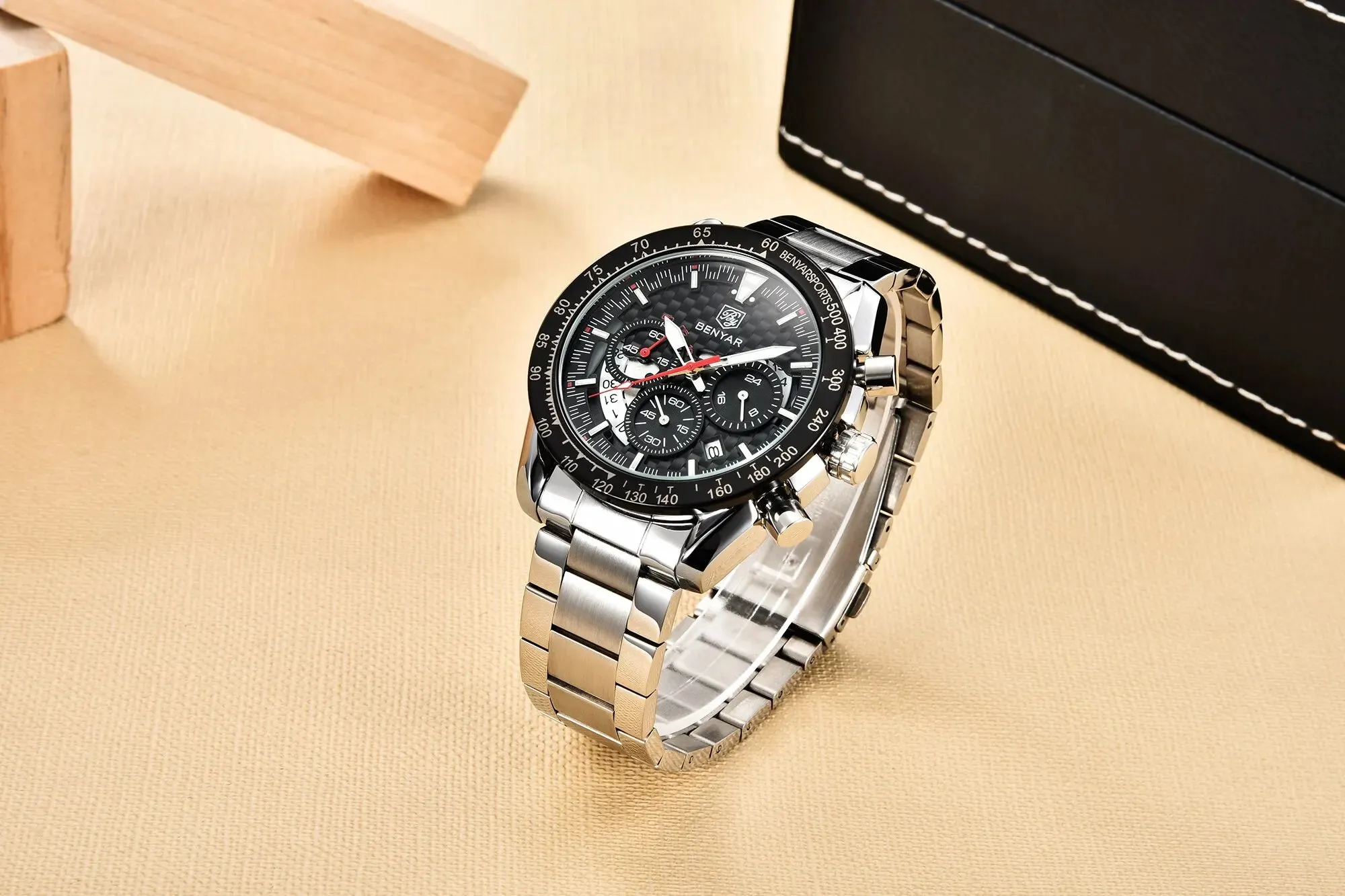 Luxury Chrono Leather Men's Watch