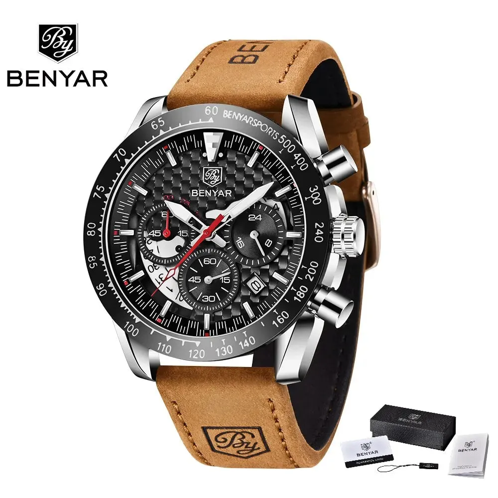 Luxury Chrono Leather Men's Watch