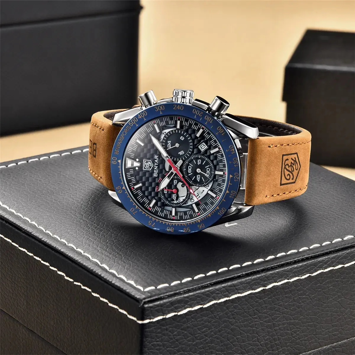 Luxury Chrono Leather Men's Watch