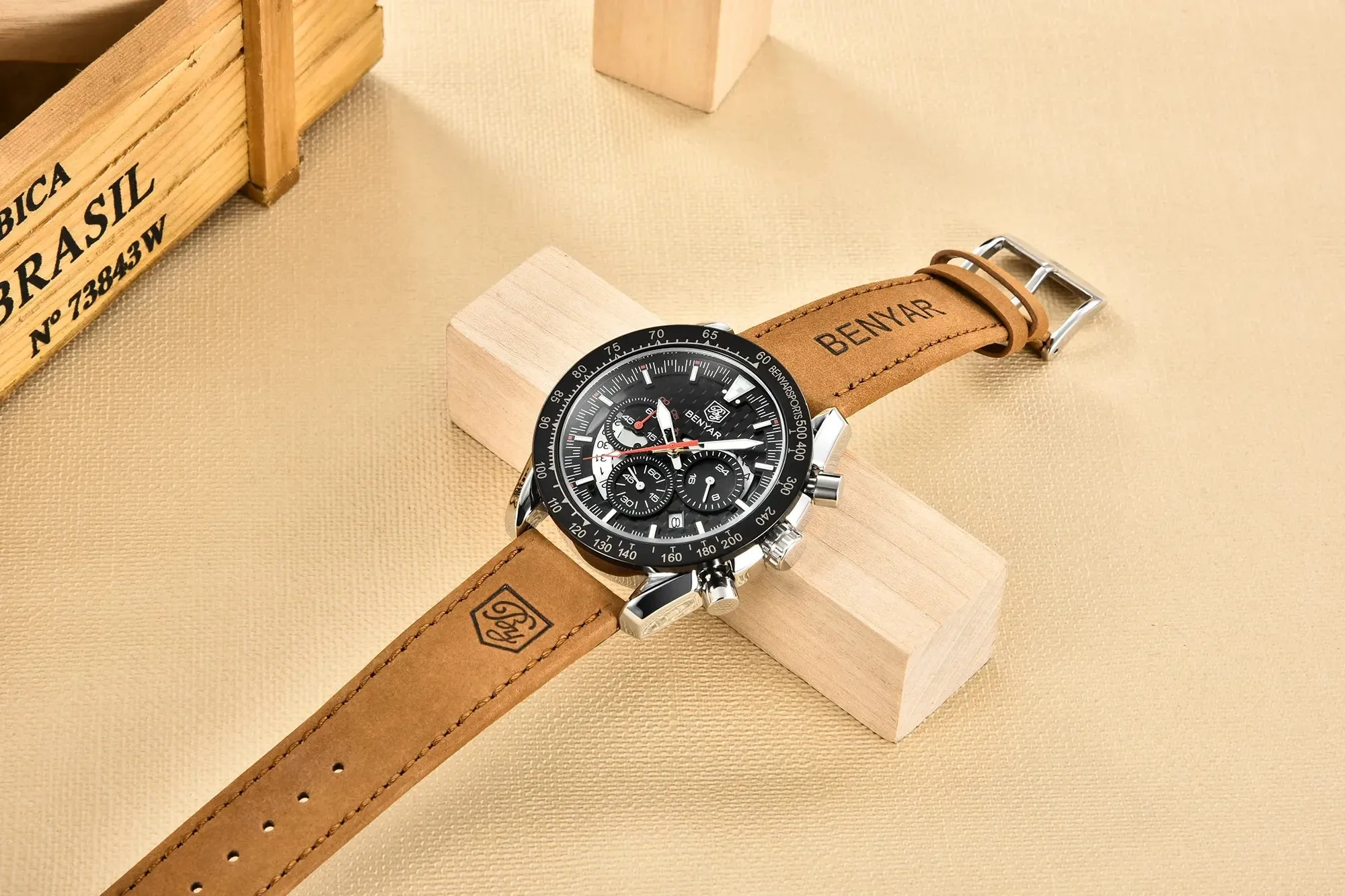 Luxury Chrono Leather Men's Watch