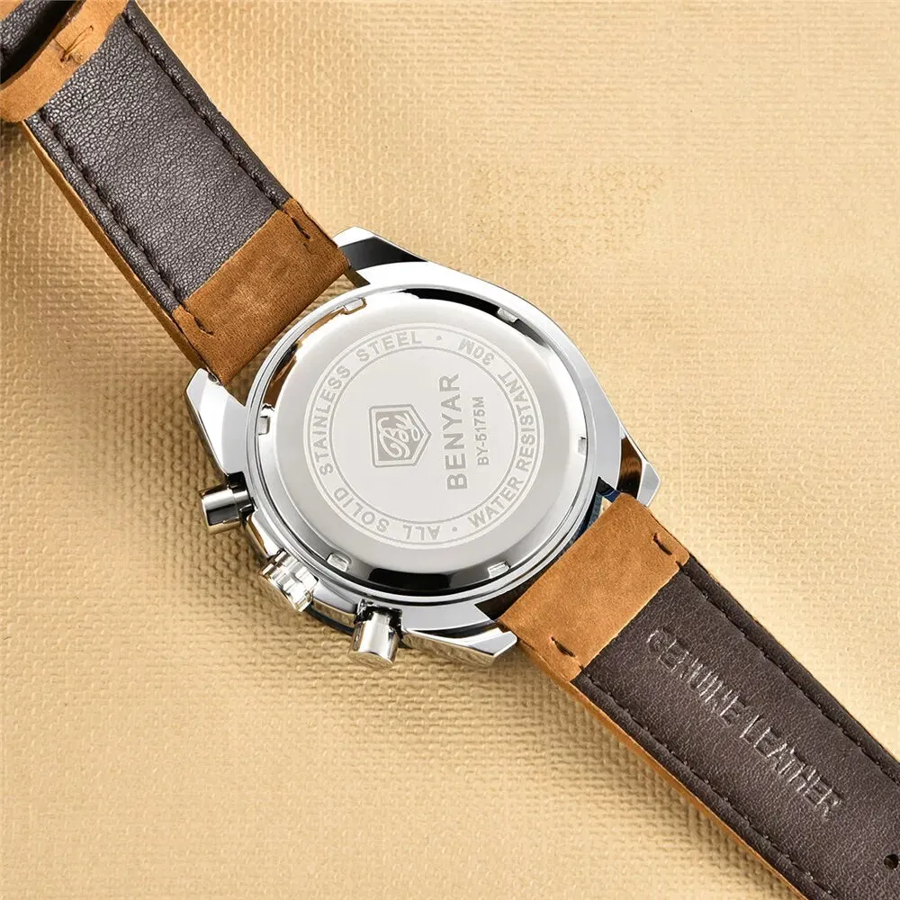 Luxury Chrono Leather Men's Watch