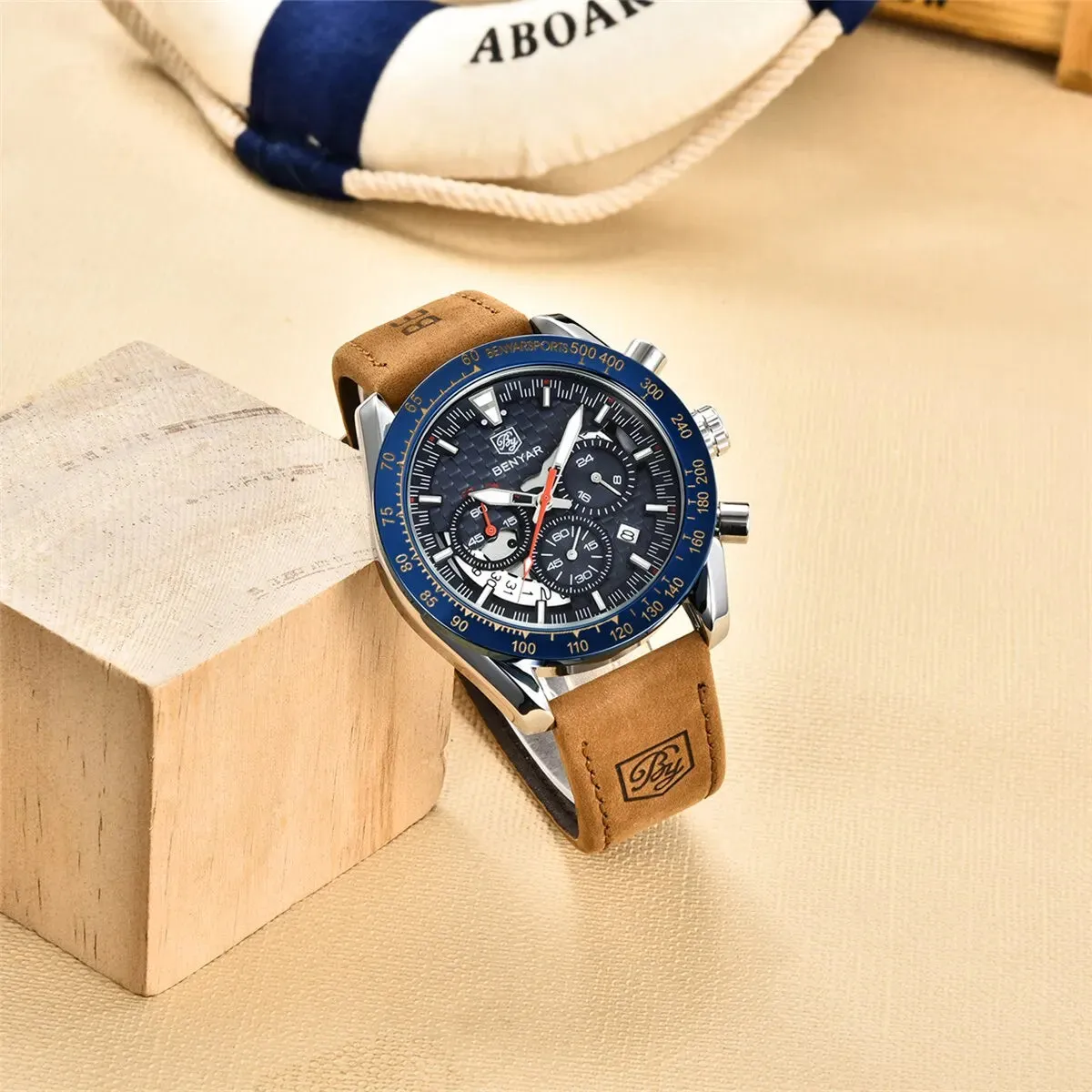 Luxury Chrono Leather Men's Watch