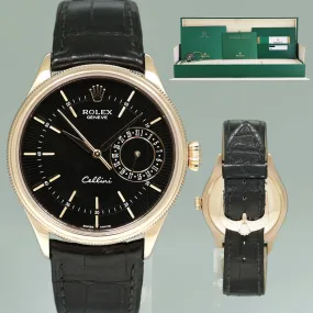 MINT PAPERS Rolex Cellini Rose Gold Black Automatic 39mm Leather 50515 Watch Box