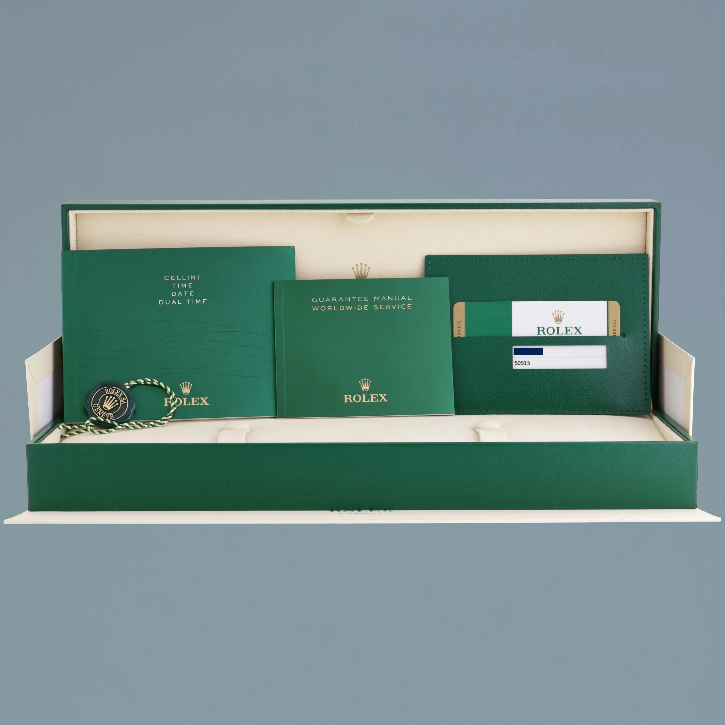 MINT PAPERS Rolex Cellini Rose Gold Black Automatic 39mm Leather 50515 Watch Box